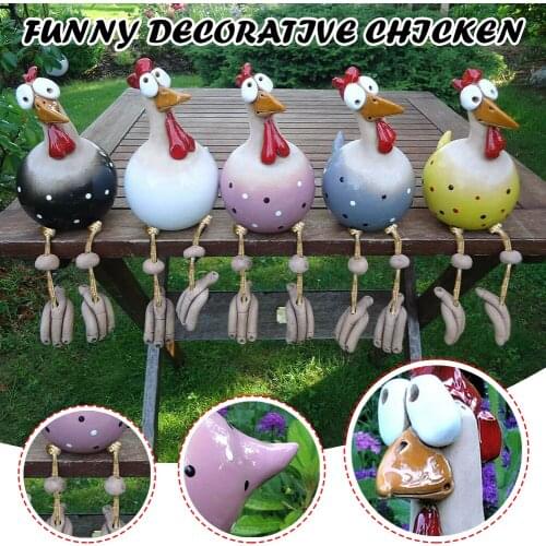 Creative Decor Chicken Garden Plug Hen Rooster Hens Bird Edge Seater Indoor Outdoor Fun Art Garden Decoration Accessories