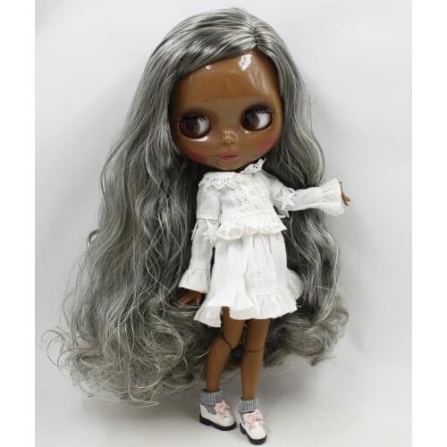 ICY DBS Blyth doll No.280BL2889016 Silver mix Grey hair JOINT body Super Black skin 1/6 BJD