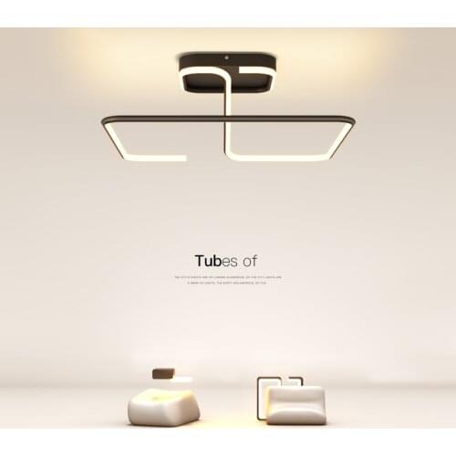 Minimalist Modern LED Ceiling Lamp Dining Living Room Creative Panel Light Bedroom Kitchen Indoor Squar Black Iron Luminaires