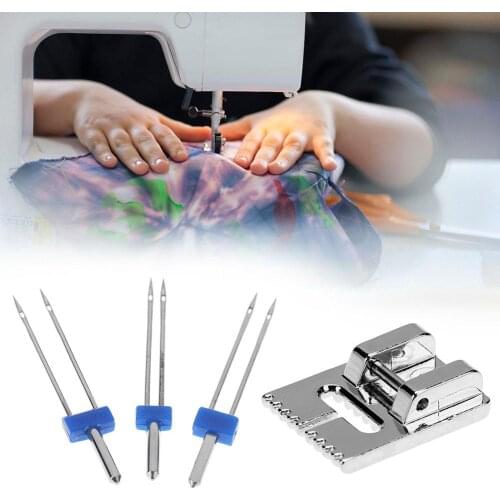 Multifuctional Double Twin Needles Pin Wrinkled Sewing 9 Grooves Presser Foot Size Crafts & Sewing Machine Accessories Tools