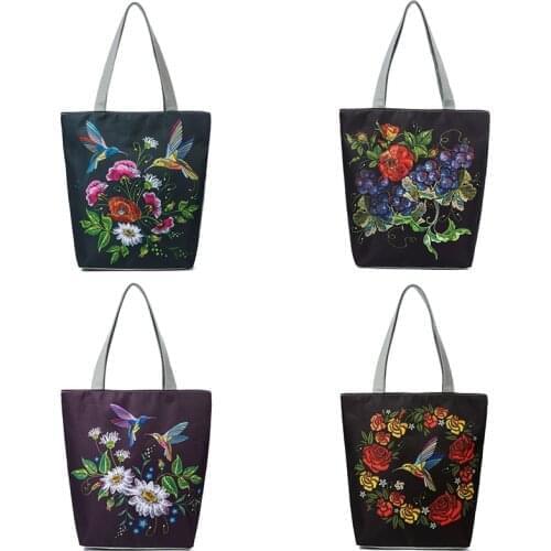 Fashion Caute Eco Friendly Shopping Bag Dropshipping Printed Zipper Tote Women Tote Bag Reusable Bag Beach Bag High Quality