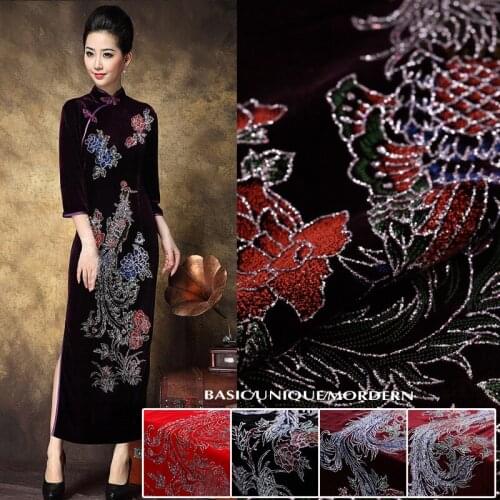 Natural Mulberry Bronzed chinese silk velvet fabric by meter high-end cheongsam clothing dress velvet fabric wholesale cloth