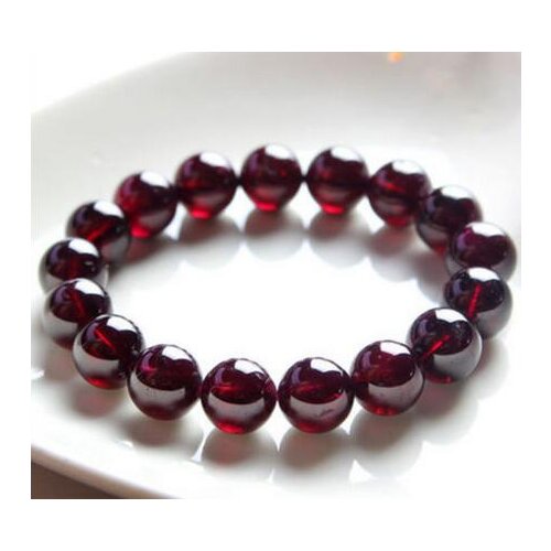 Natural 12mm Red Garnet Crystal RoundBeads Stretch Bracelet 7.5'' AAA