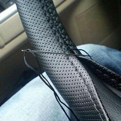 2020 new sale Steering wheel cover Steering wheel cover To lacing PERFORATED BLACK leather Ø 37-38cm