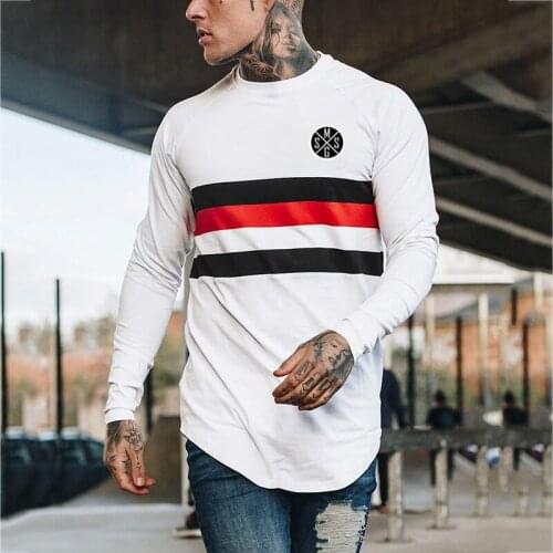 New Running T Shirts Men Bodybuilding Joggers Rashgard Gym Clothing Cotton Fitness Long Sleeve T Shirt Patchwork Sport Shirt Men