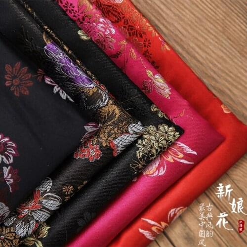 New arrival brocade jacquard polyester flower fabric for felt patchwork sewing DIY women dress tissue bag by 100x90cm