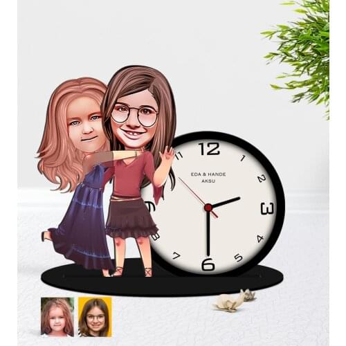 Personalized Sisters Caricature Of Wooden Trinket Table Saati-6 Reliable Modern Simple Gift Special Design Good Quality Surprise moment