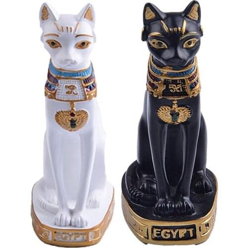 Resin Crafts Book Shelve Desktop Cat Miniature Figurine Home Decor Accessories Birthday Gift Creative Egyptian Cat God Ornaments