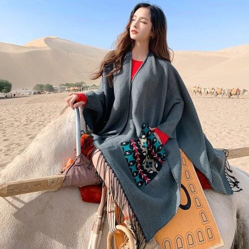 Luxury Pocket Scarf Winter Scarves Women Luxury Designer Sale Items Long Coat 150*130 Blanket Winter Accesories