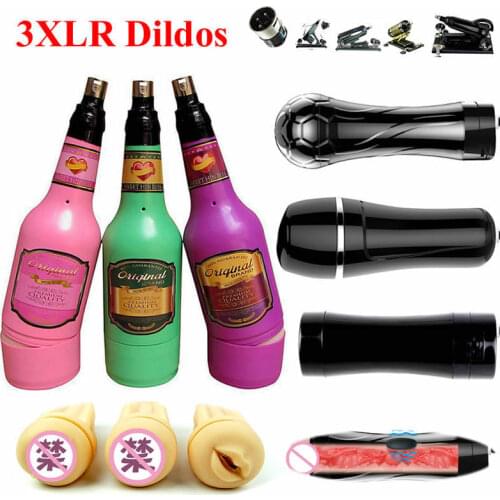 Sex Machine 3XLR Attachment Masturbation Cup Realistic Vagina Anal Oral Sex Toys for Male Anus Blowjob Pussy Beer Masturbator