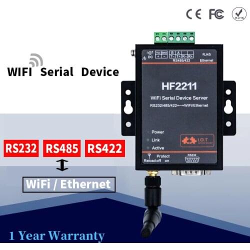 WiFi Serial Device Server RS232/RS485/RS422 Serial Port to WiFi Ethernet Converter Module Data Transmission HF2211