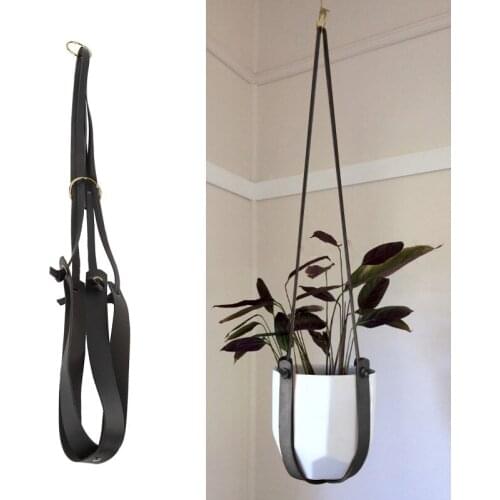 Synthetic Faux PU Leather Garden Plant Hanger Wall Decoration Flower Pot Indoor Outdoor Atio Home Hanging Basket Balcony Decor