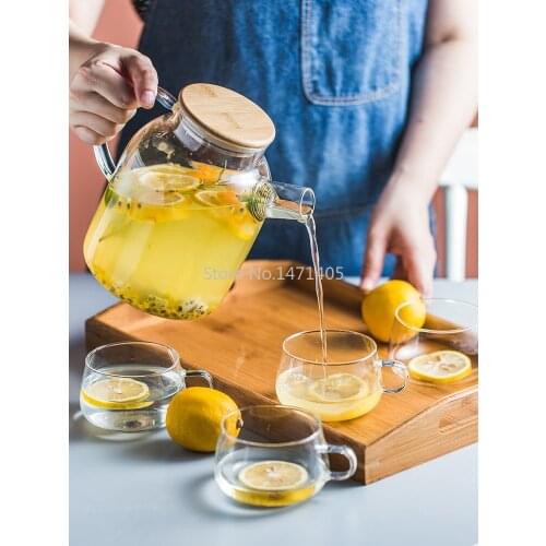 Japanese Style Glass Pot Heat-resistant Teapot Cold Kettle Household Large-capacity Transparent Glass Flower Teapot Set