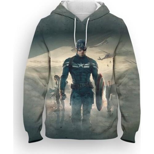 Captain America Womens Oversize Hoodie Fashion Marvel 3D Print Children Sweatshirt Streetwear Spring Mens Pullovers Tops