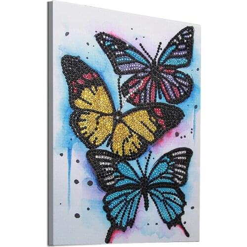 Three Butterfly DIY Diamond Painting Partial Drill Special Shaped Diamond Crystal Rhinestone Embroidery Arts Craft Decoration