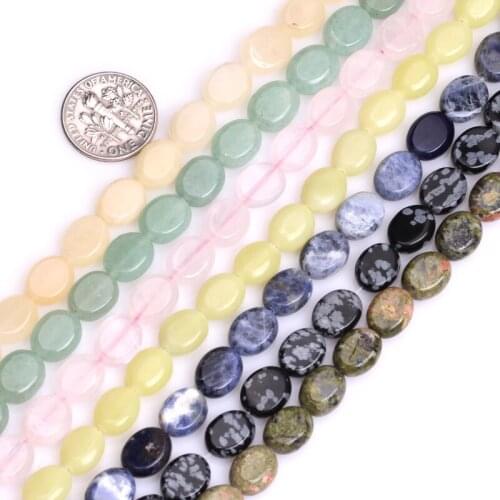Gem-inside 8X10mm 15inch Natural Flat Oval Stone Beads For Jewelry Making Bracelet Necklace Earring For Women Gift DIY Beads