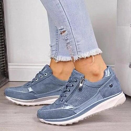 Womens Sneakers Wedges Vulcanize Shoes Lace Up Retro Women Shoes Fashion Flats Womans Sneakers Shoes Platform Woman Footwear