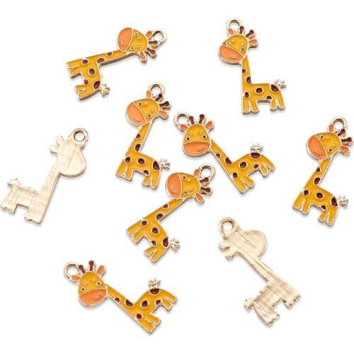 10Pcs Alloy Enamel Charms Pendants Cute Animal Giraffe Charms for DIY Bracelet Necklace Earrings Jewelry Making Accessories