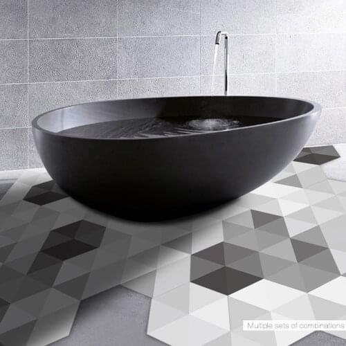 10pcs Floor Stickers Black and White Simple Hexagon European Style Self Adhesive Tile Art Wall Decal Sticker DIY Bathroom Decor