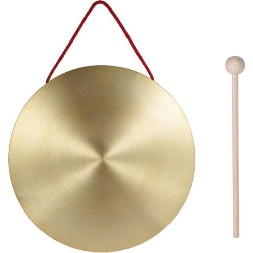 15cm Hand Gong Toy Brass Copper Chapel Opera Percussion with Round Play Hammer