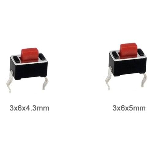 200pcs/lot 3*6*4.3/5mm DIP Push Button Switch 3x6x4.3/5 mm Tact Switch for LED Display Red Color