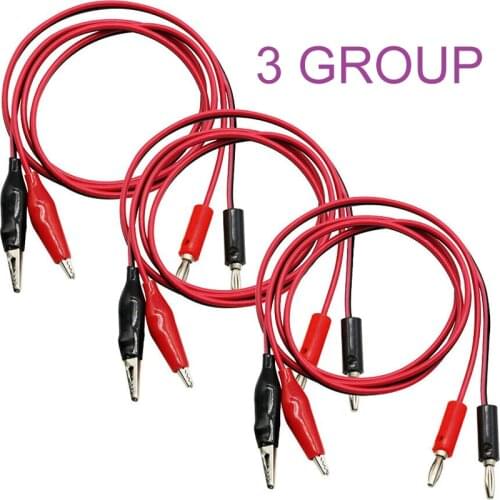 3 Sets Banana Plug To Crocodile Alligator Clip Test Lead Cable Double Ended For Multimeters Fitting Good Conductivity