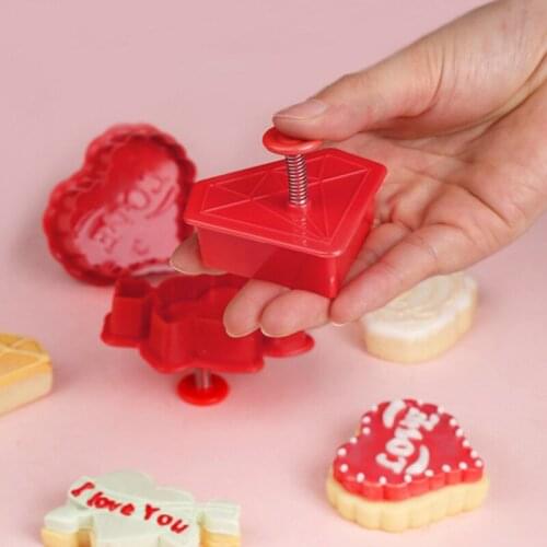4Pcs Biscuit Cutters Plastic Biscuit Mould Fondant Cake Decorating Tools Fondant Sugarcraft Molds Embossing Spring Mold