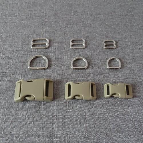 50Sets/Lot Plastic Side Buckle Metal D Ring Adjuter Straps Belt Loop Clasp Slider For Pet Dog Collar Harness Hardware Accessory