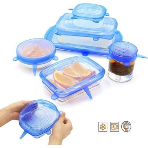 6pcs/set Silicone Stretch Lids Universal Lid Silicone Food Wrap Bowl Pot Lid Silicone Cover Pan Cooking Kitchen Accessories
