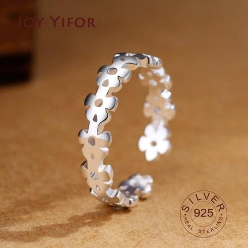 925 Sterling Silver Rings for Women flower silver Round Geometric 925 Silver Wedding Fine Jewelry Minimalist Gift