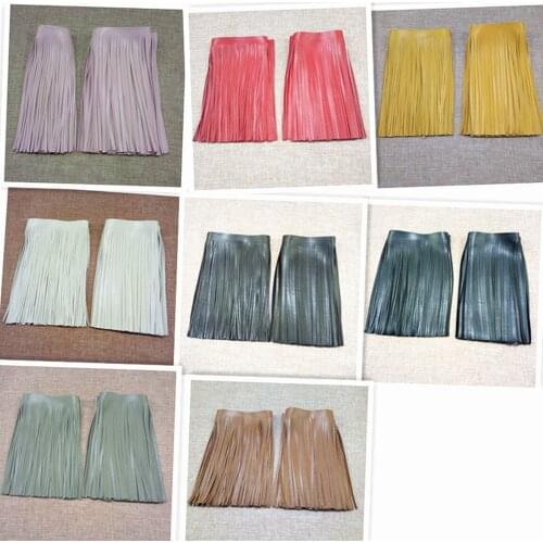 Garment Accessories 0.5m Black Accessories PU Leather Double FaceTassel Leather Tassel DIY Sewing Lace Fringe Trimmings