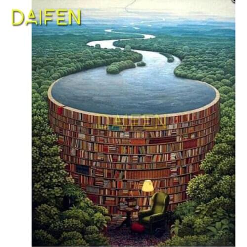 DIY 3D Diamond mosaic river Full Square Diamond embroidery Cross stitch forset Full Round Diamond painting books and library