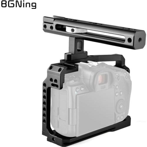 Aluminum SLR Camera Video Rig Camera Cage Top Handle Grip for Canon EOS R5 R6 DSLR Protective Frame w/ 1/4" Inch Screw Hole
