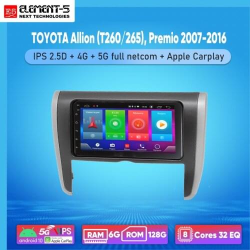 ELEMENT-5 7" 6G+128G Android 10 4G 5G WIFI RDS DSP Car Radio For TOYOTA Allion (T260/265), Premio 2007-2016, Navigation GPS HIFI