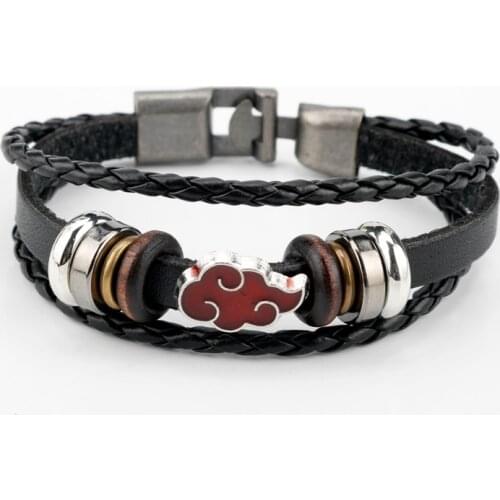 NARUTO Bracelet Multi-layer Leather Bangles Hand Knitted Bracelet Cartoon Red Cloud Deco Vintage Gifts Japanese Style -20