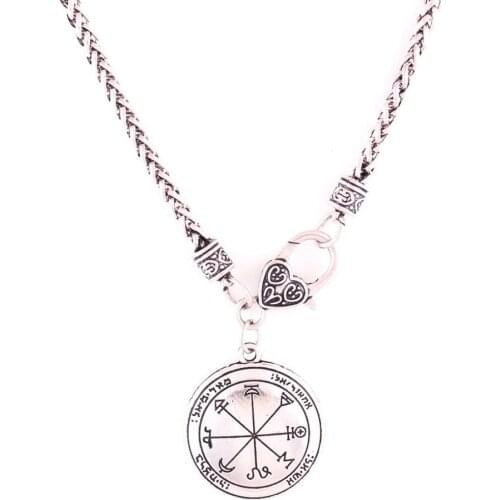 Wheat Link Chain Viking Necklace SUCCESS Victory Seal of SOLOMON Silver Special Rune Pattern Zinc Alloy Dropshipping