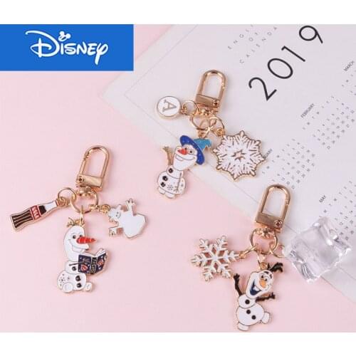 Disney Ice Enamel Coke Snowflake Key Chain Pendant Bag Pendant Keyring rozen Ins Internet Hot Carrot Snowman Keychain