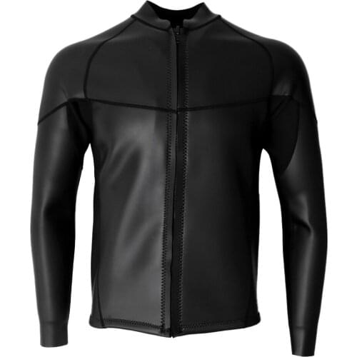Mens 2mm Black Neoprene Wetsuit Top Jacket Smooth Skin for Diving Surfing S-XXXL All Sizes