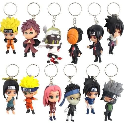 6pcs/Set 6-7cm Naruto Shippuden Anime Gaara Kakashi Sakure Sasuke Itachi PVC Action Figure Mini Model Toys KeychainKids GIft