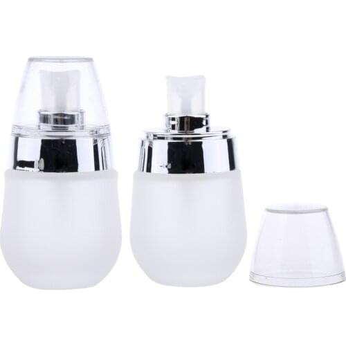 2 x Frosted Glass Refillable Pump Lotion Spray Bottle Makeup Container 30ml for Storaging the Cosmetic Liquids