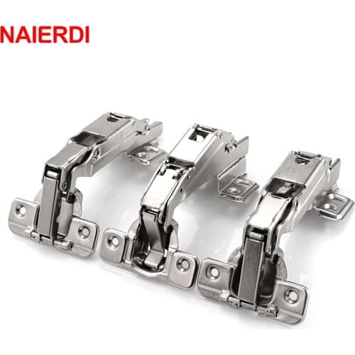 NAIERDI 175 Degree Hydraulic Buffer Hinge Rustless Iron Buffer Soft Close Cabinet Cupboard Door Hinges For Furniture Hinge