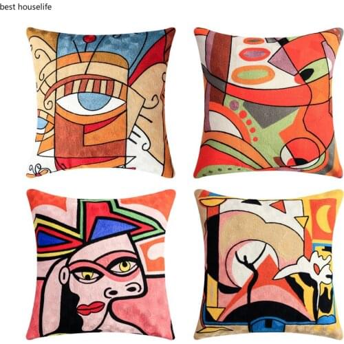Artistic exaggerated printing Pillowcase Embroidery Cushions Covers Decorative Pillows Covers for Sofa Pillowcover 45x45cm