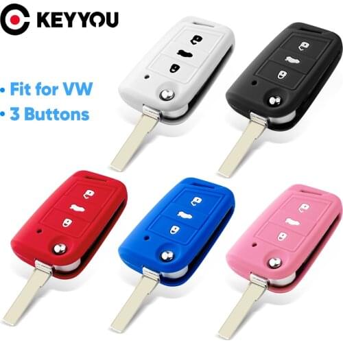 KEYYOU 3 Button Silicone Car Key Case For VW PASSAT Skoda Superb A7 KODIAQ 2015 2016 2017 2018 Remote Fob Cover