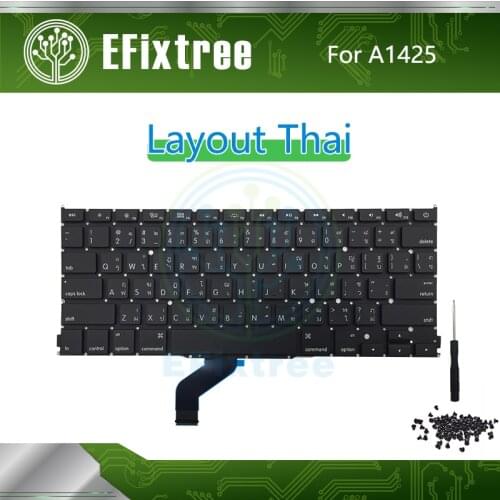New Thai Keyboard For Macbook Pro Retina 13" A1425 Layout Keyboard With Screwdriver EMC 2557 EMC 2672 Late 2012 Early 2013