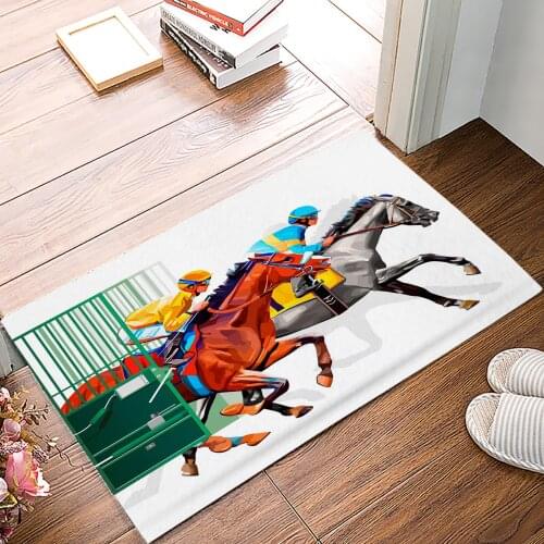 Arena Horse Racing Colorful Doormat Bedroom Kitchen Floor Mat Bathroom Anti-Slip Rug Home Doormat for Entrance Door