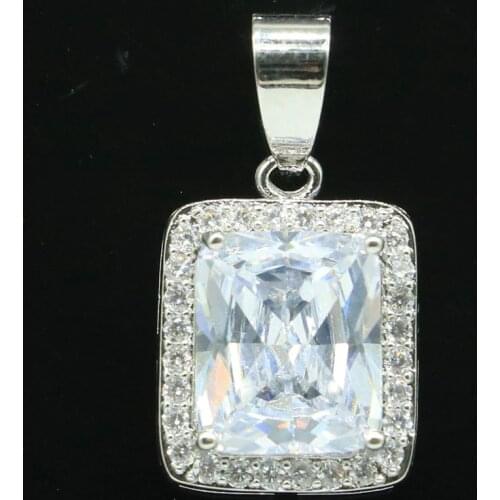 25x14mm Pretty Created White Sapphire White CZ Gift For Sister Silver Pendant