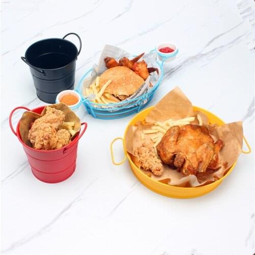 French Fries Dinnerware Snack Red And Black Mini Ice Bucket Creative Restaurant Backet Food Hamper Marble Adult Round Shape