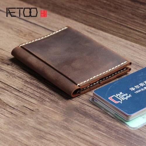 AETOO Cow Leather multi-function card bag, leather drivers license card holder, large-capacity small document set