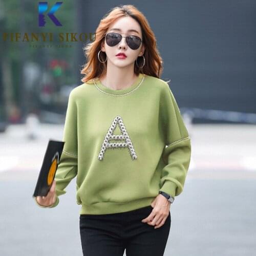 Fashion Sweatshirt Women Autumn Winter Thick Warm Hoodies Long Sleeve O-Neck Loose Pullovers Female High Quality Sweatshirts