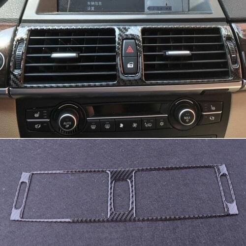DWCX Carbon Fiber Car Dashboard Console Middle Air Vent Outlet Frame Cover Trim Fit For BMW X5 E70 X6 E71 2008-2011 2012 2013